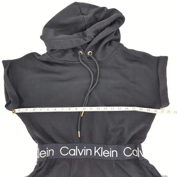 Calvin Klein Black Hoodie Short Sleeve Mini Dress with Pockets - Size M - GUC - Picture 10 of 13